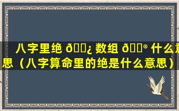 八字里绝 🌿 数组 💮 什么意思（八字算命里的绝是什么意思）